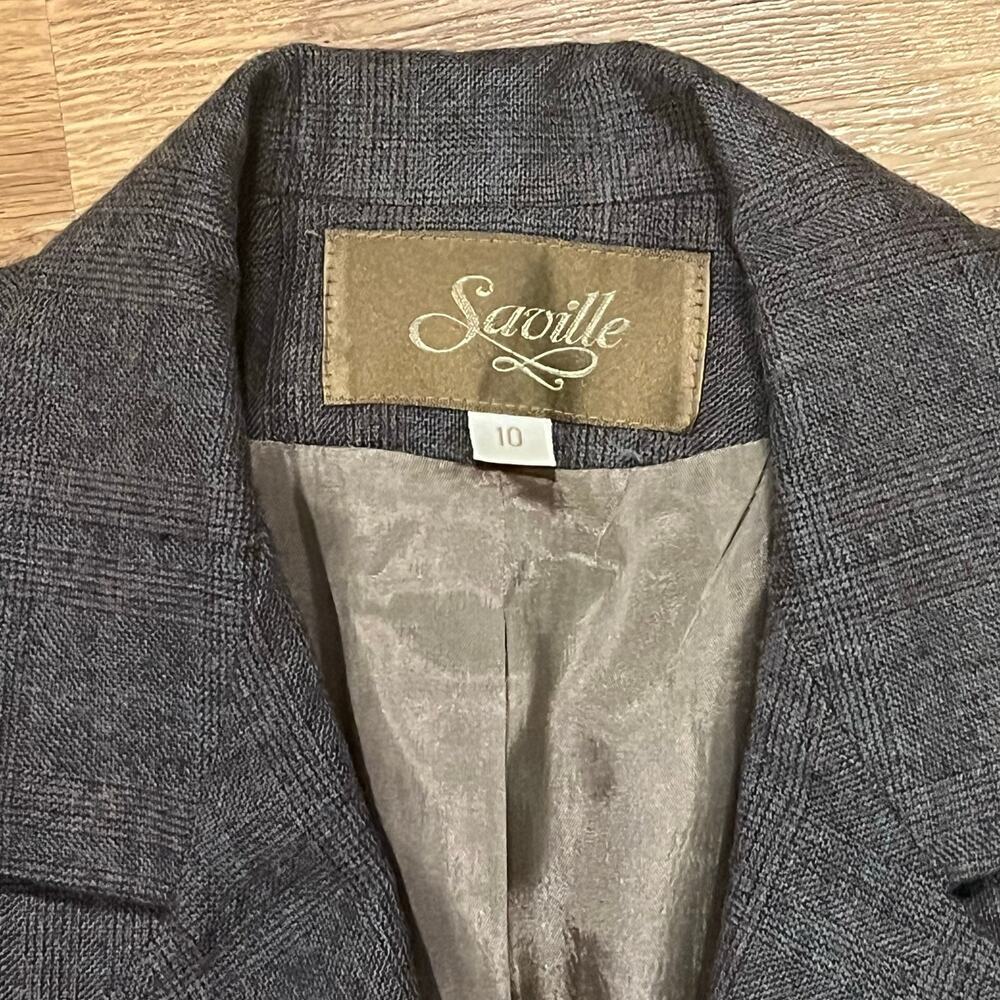 Vintage Saville Tweed Wool Blazer Plaid Sz 10 Gray old money quiet luxury preppy - Picture 4 of 15